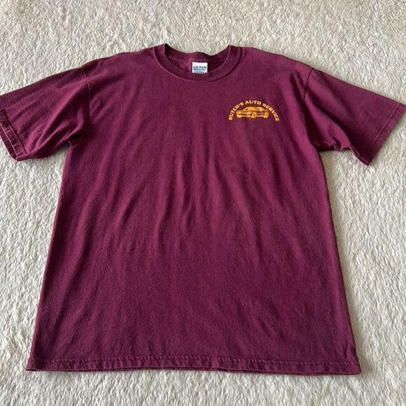 Butch's Auto Service short sleeve shirt maroon size large - Picture 3 of 16